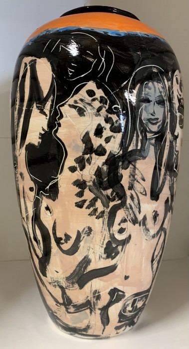 Ceramic glazed urn