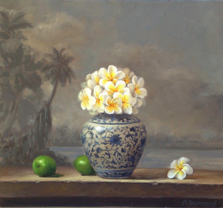 Landscape with Ginger Jar, Limes & Frangipanni